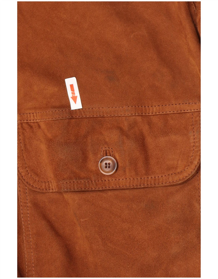 Vintage hombres ante bomber chaqueta IT 52 XL cuero marrón retro
