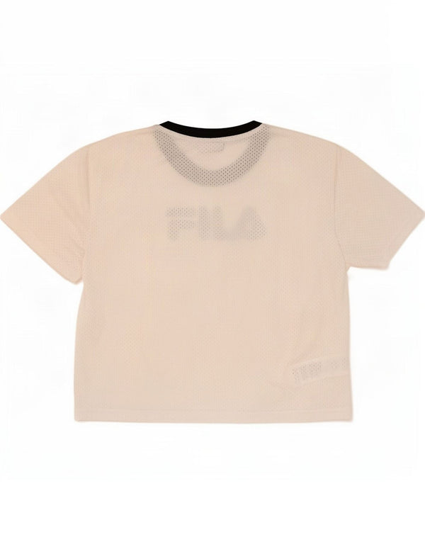Fila Camiseta gráfica para mujer Top UK 46 Grande Poliéster blanco