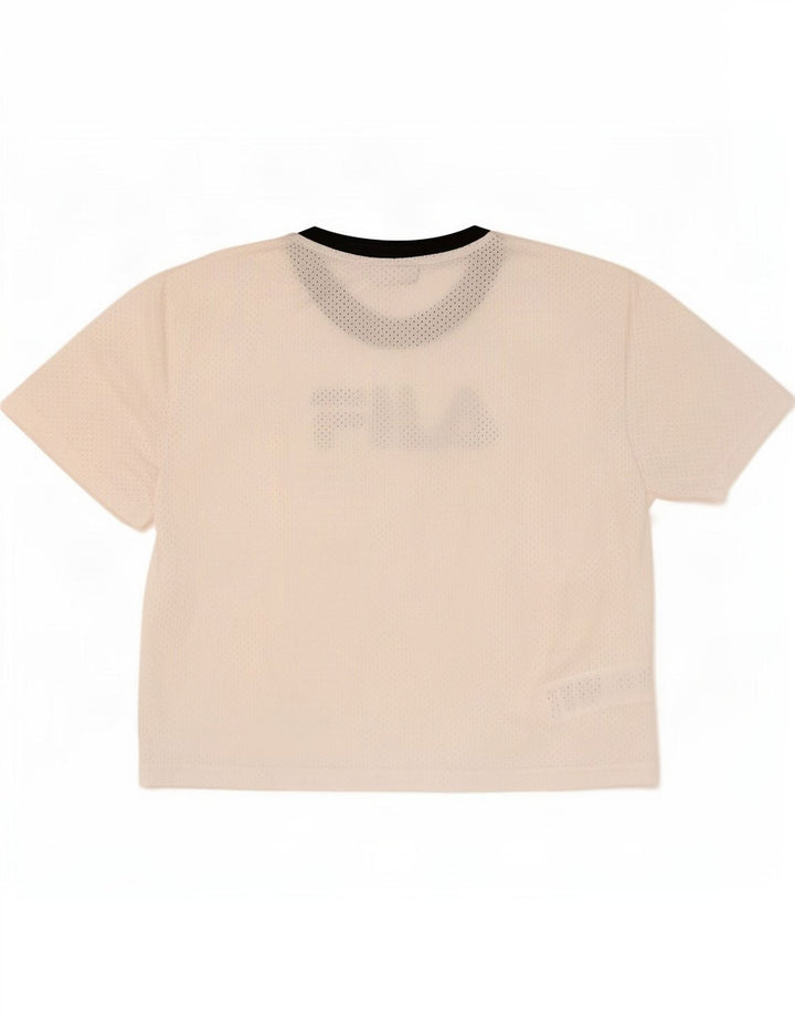 Fila Camiseta gráfica para mujer Top UK 46 Grande Poliéster blanco
