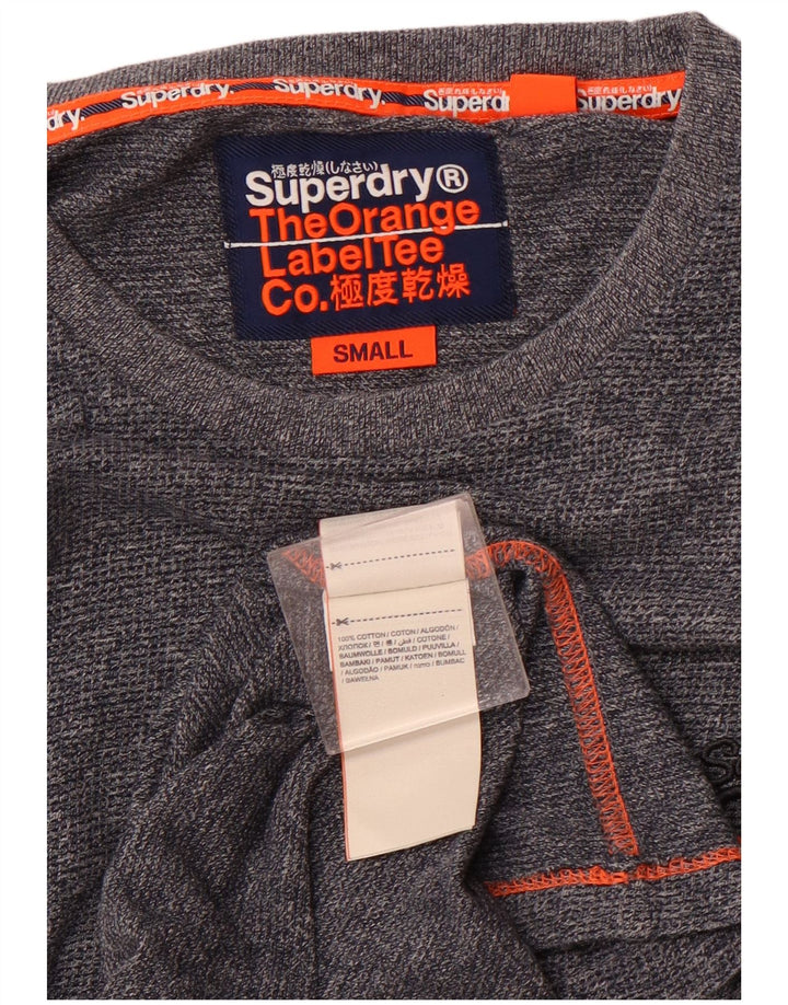 SUPERDRY Hombre Top manga larga pequeño algodón moteado azul marino