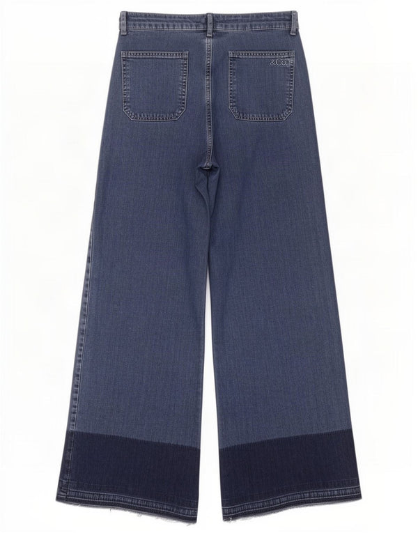 Max&Co. Jeans Anchos De Talle Alto W28 L30 Algodón Color Block Azul