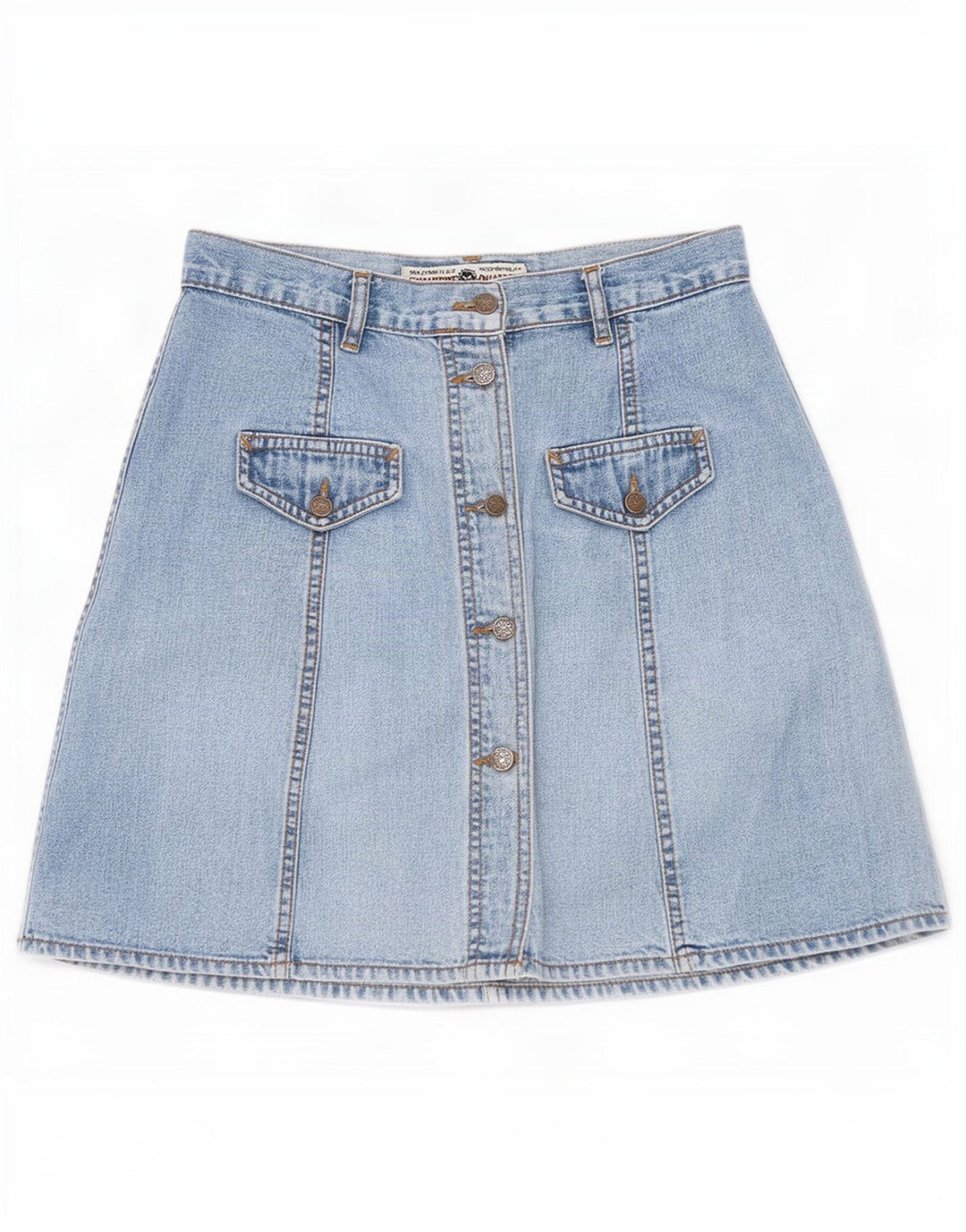 Falda vaquera vintage para mujer W28 azul medio