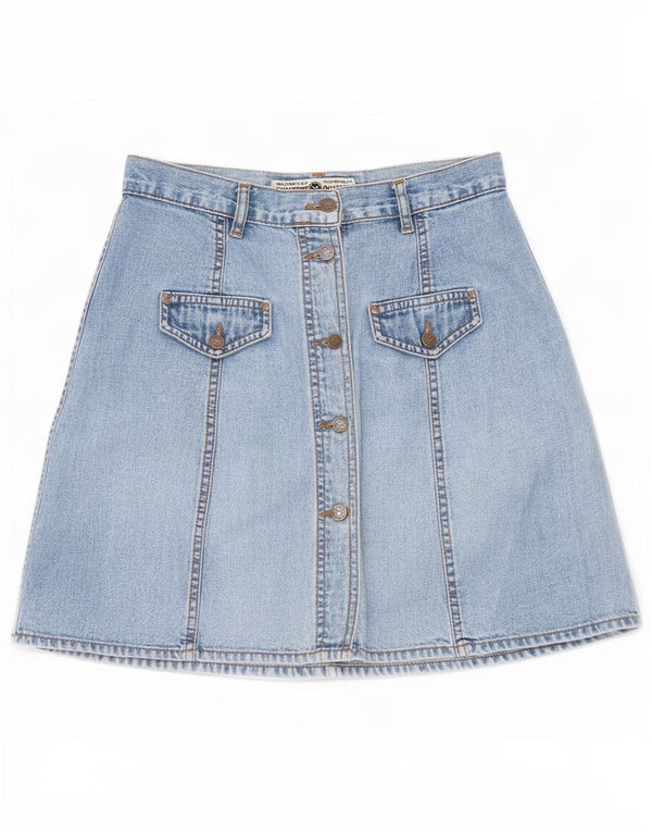 Falda vaquera vintage para mujer W28 azul medio
