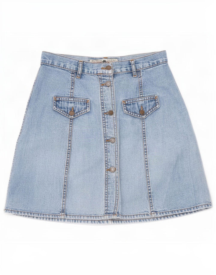 Falda vaquera vintage para mujer W28 azul medio