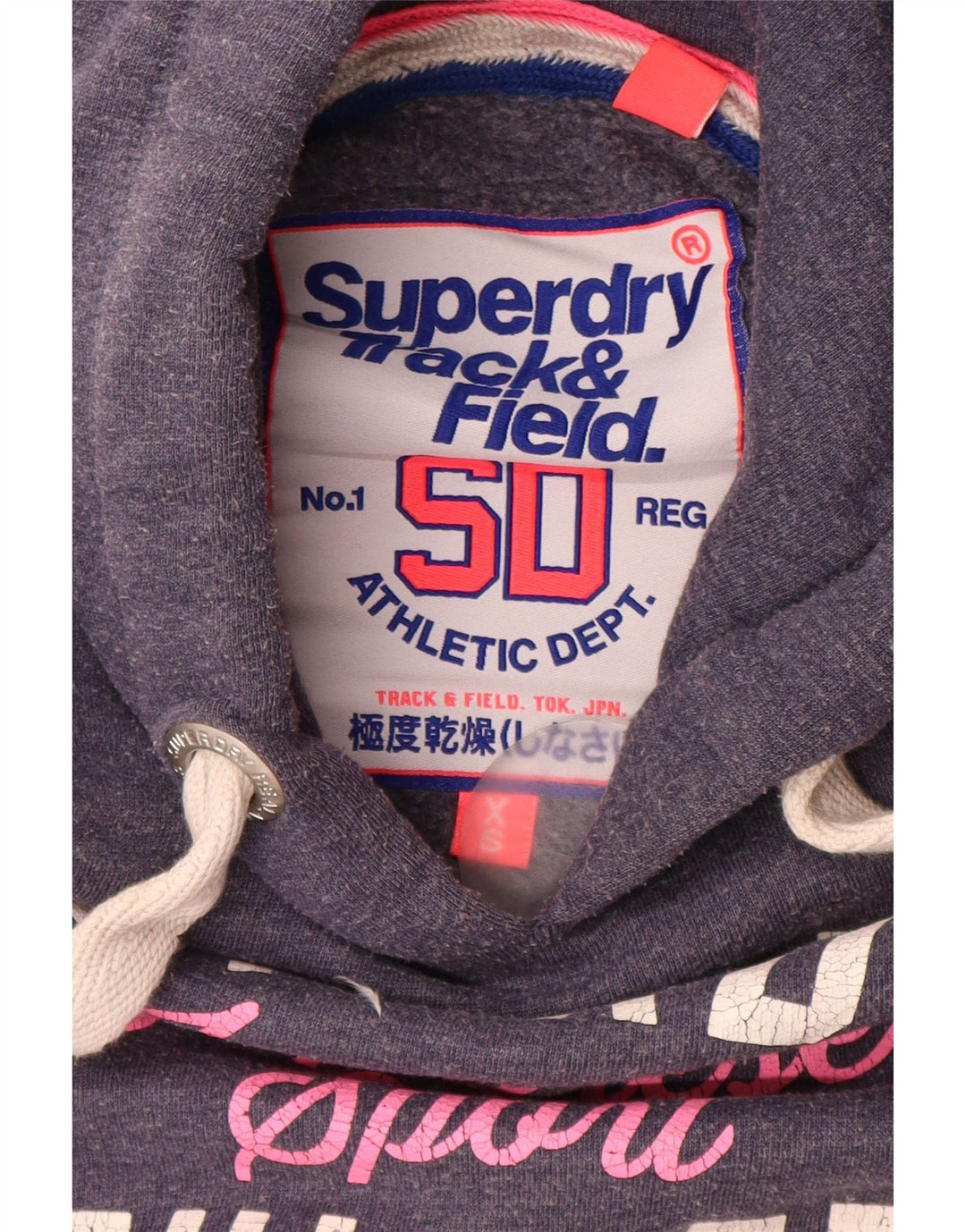 SUPERDRY Jersey con capucha gráfica para mujer UK 6 XS Algodón azul marino