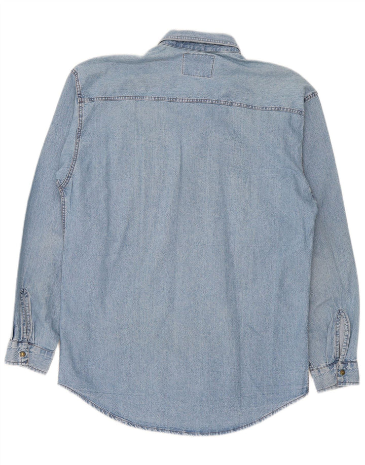 Camisa Vaquera Carrera Hombre Azul Medio Algodón