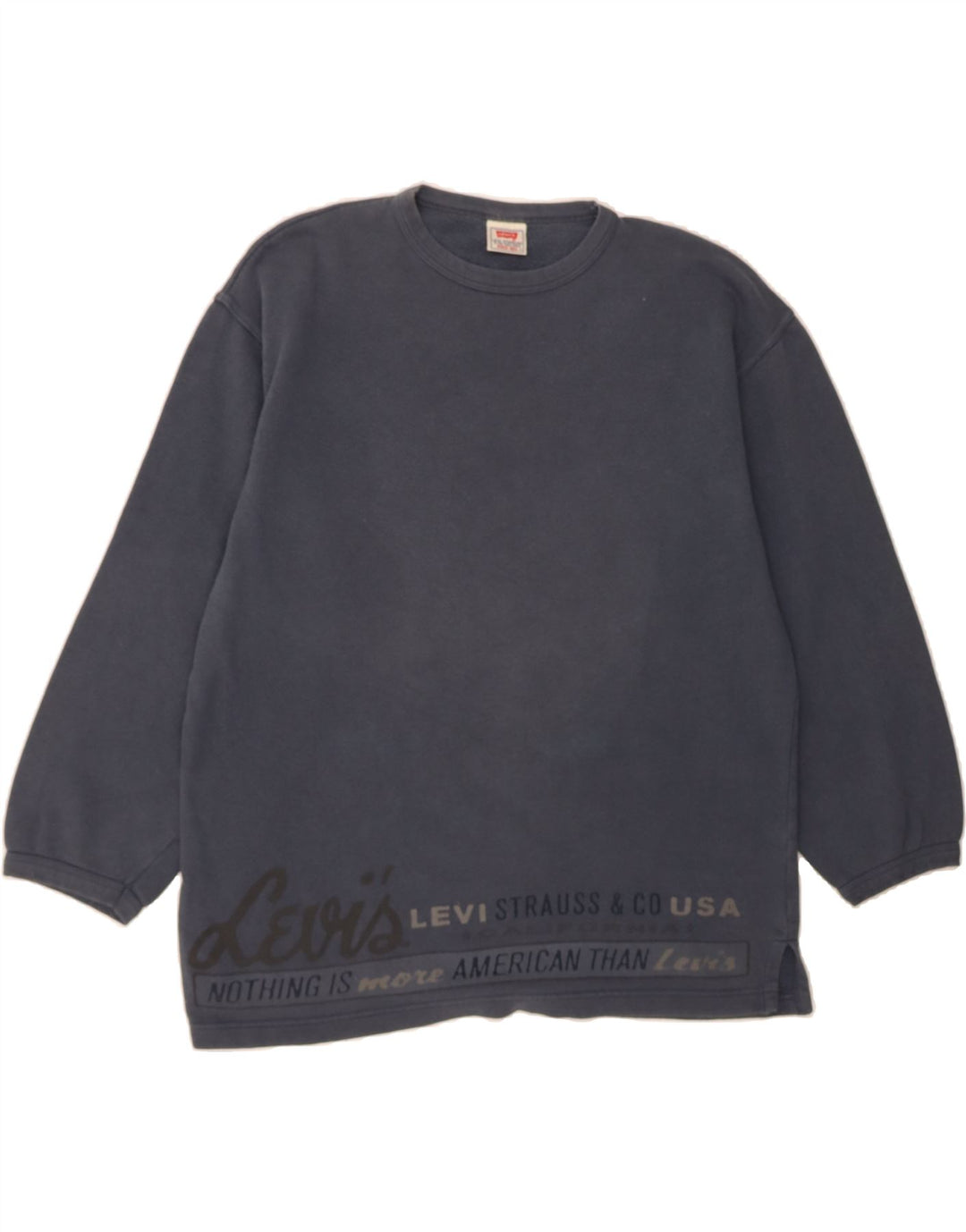 LEVI'S Womens Oversized Graphic Sweatshirt Jumper UK 18 XL Navy Blue Vintage Levi's and Second-Hand Levi's from Messina Hembry 