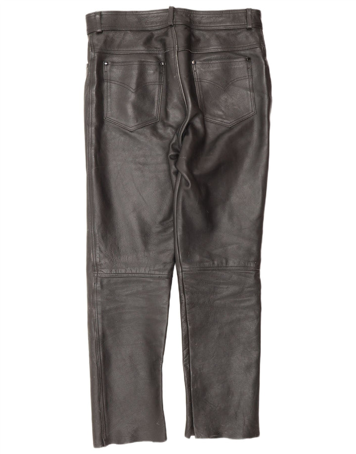 Heros By Held Pantalones de cuero para hombre W32 L30 Cuero negro