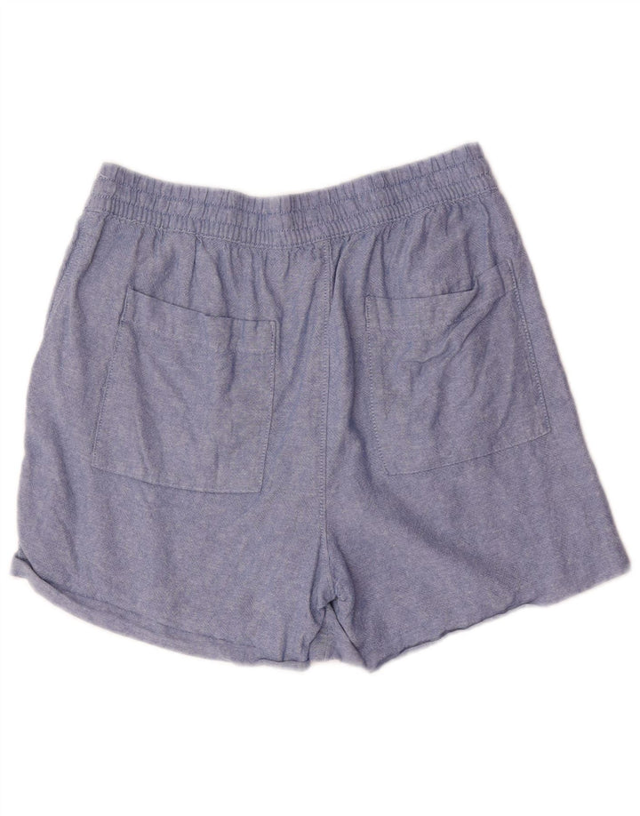 Marks & Spencer Pantalones cortos casuales para mujer UK 12 Medium W30 Blue Linen