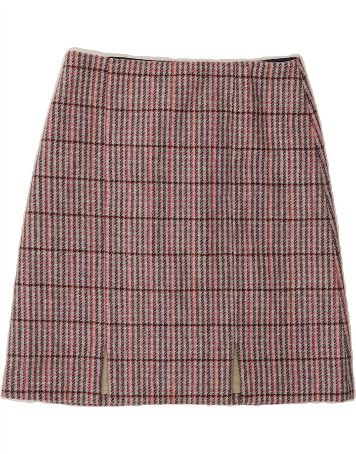BODEN Falda acampanada para mujer UK 10 Small W30 Lana a cuadros rosa