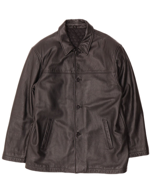 VINTAGE Chaqueta de cuero para hombre Reino Unido 40 Cuero negro grande