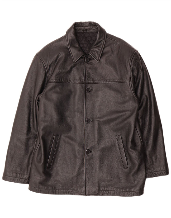 VINTAGE Chaqueta de cuero para hombre Reino Unido 40 Cuero negro grande