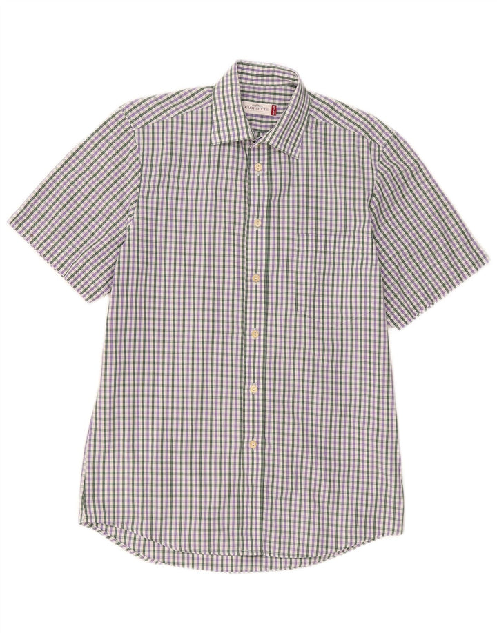 Gloriette Camisa De Manga Corta Para Hombre Algodón De Cuadros Multicolor Mediano
