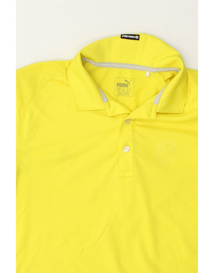 PUMA Mens Polo Shirt Medium Yellow Polyester Vintage Puma and Second-Hand Puma from Messina Hembry 