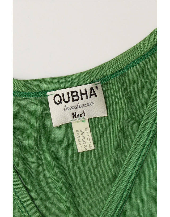 Vintage mujer sin mangas camisa vestido Reino Unido 8 pequeña poliamida verde