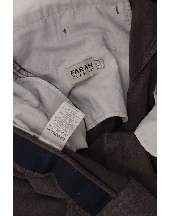 Farah Pantalón de traje de corte clásico para hombre W38 L29 Poliéster gris