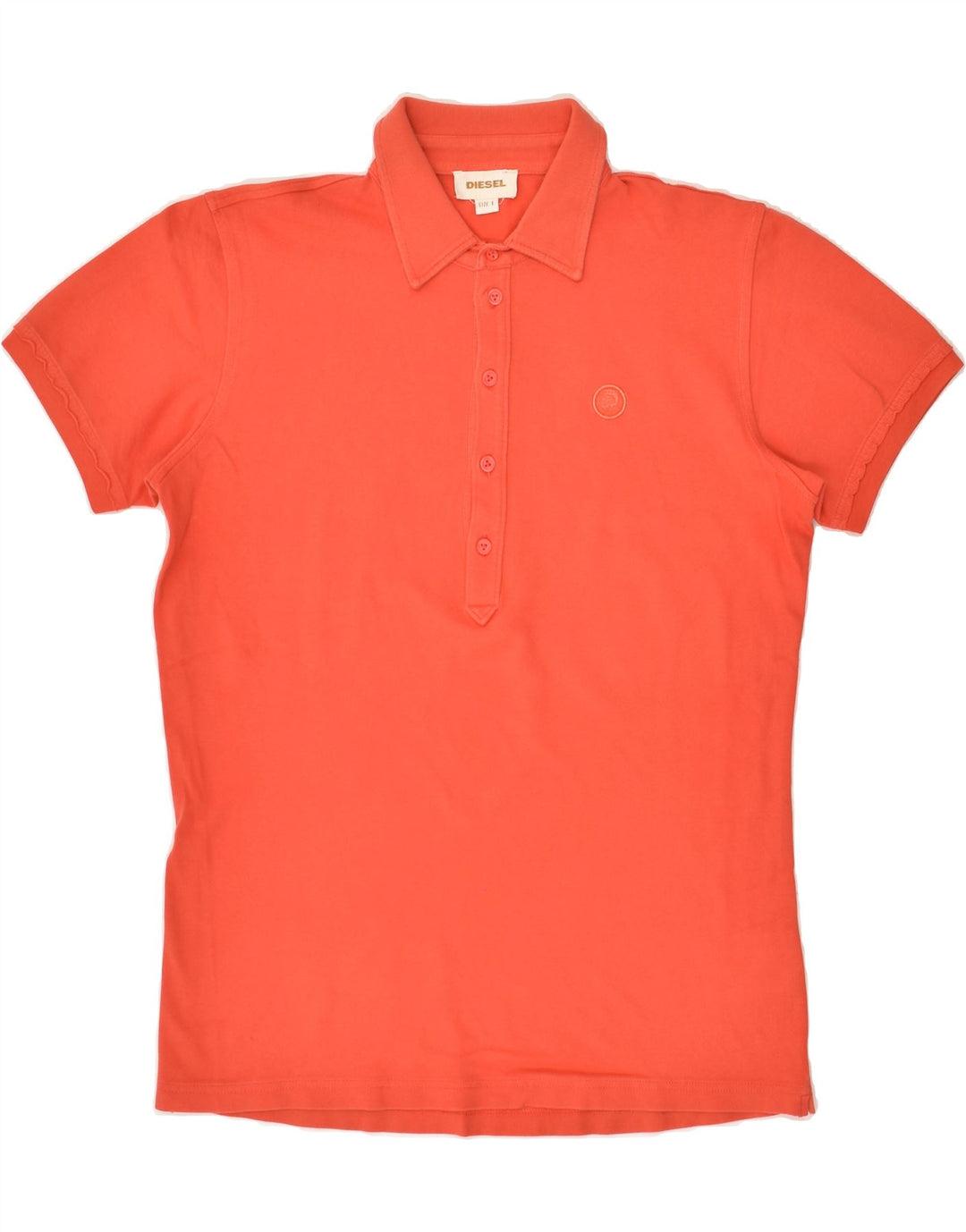 DIESEL Womens Polo Shirt UK 14 Large Orange Cotton | Vintage Diesel | Thrift | Second-Hand Diesel | Used Clothing | Messina Hembry 