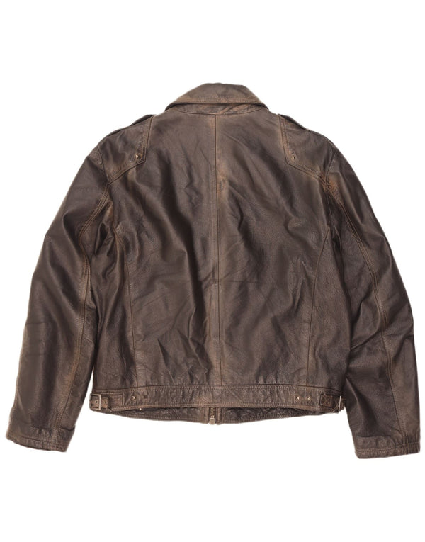 Chaqueta de cuero militar vintage para hombre IT 56 3XL Marrón