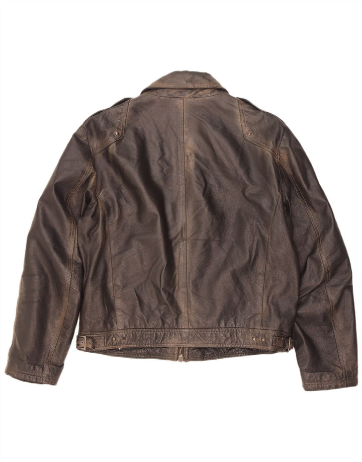 Chaqueta de cuero militar vintage para hombre IT 56 3XL Marrón