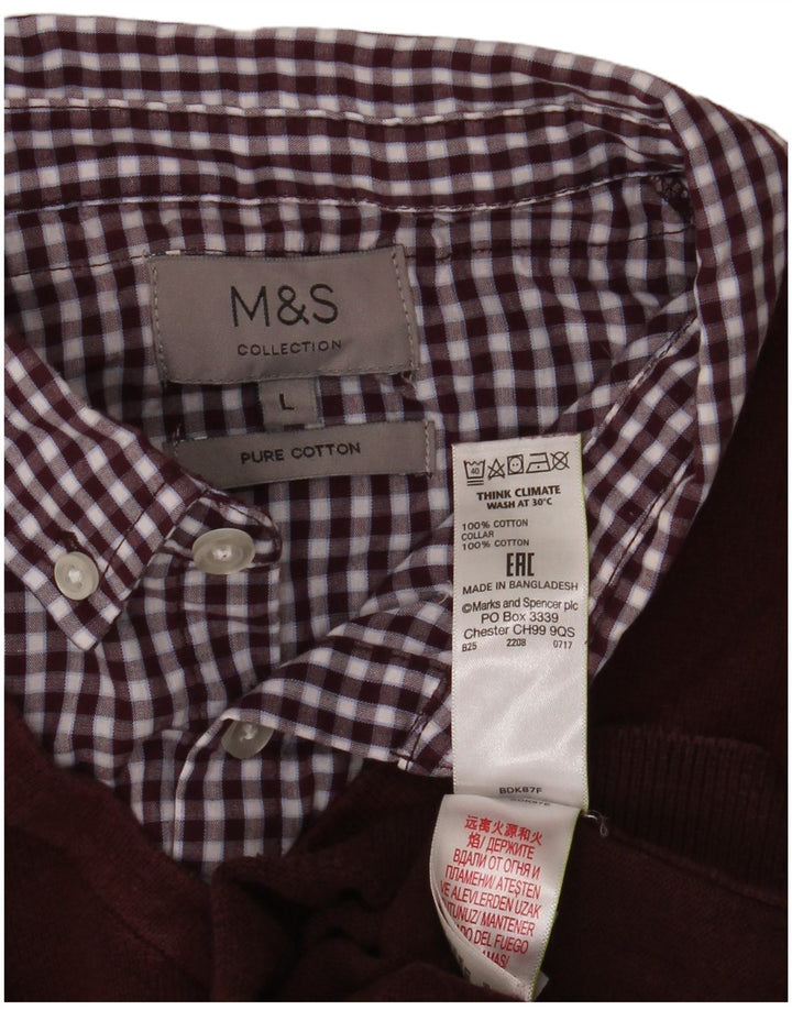 Marks & Spencer Jersey con cuello en V para hombre, talla grande, algodón granate