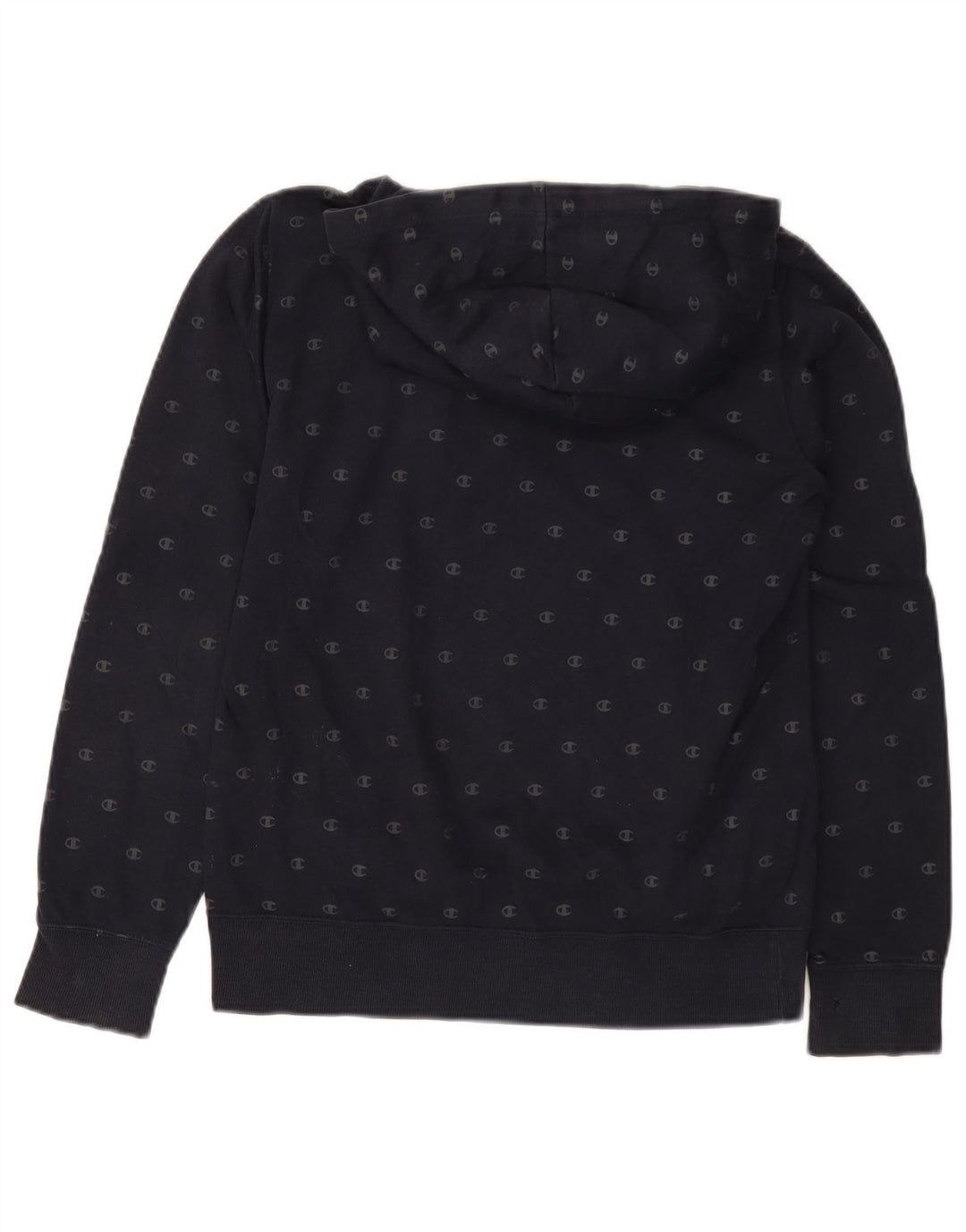 CHAMPION Jersey con capucha gráfica para mujer Reino Unido 12 Algodón azul marino mediano