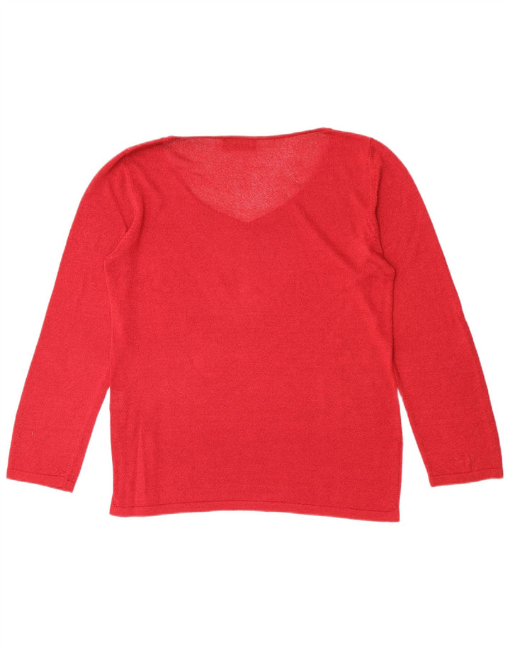 Luisa Spagnoli Suéter tipo jersey de gran tamaño con cuello en V para mujer UK 10 Small Red