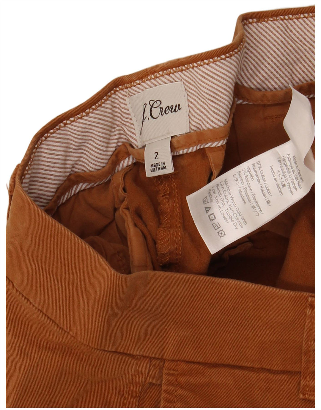 J. CREW Pantalones cortos chinos para mujer US 2 XS W28 Algodón marrón