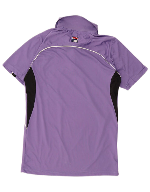 FILA Polo para hombre, poliéster color block, color morado pequeño