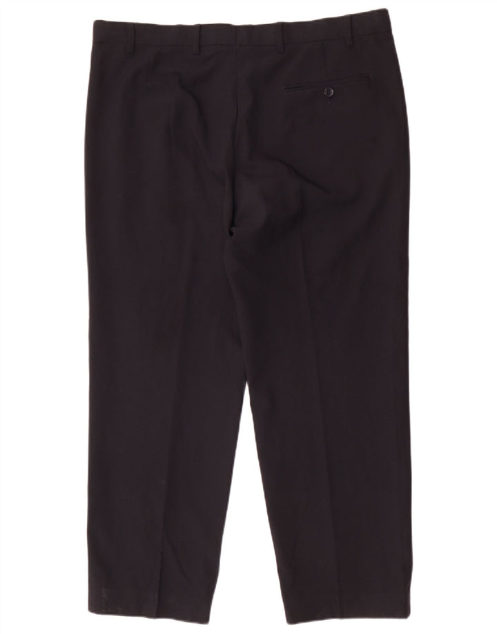 Marks & Spencer Pantalón de traje regular para hombre W38 L29 Poliéster azul marino