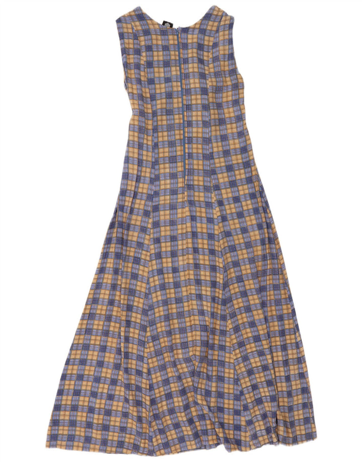 We Be Bop Vestido largo sin mangas para mujer UK 42 Rayón a cuadros azul medio