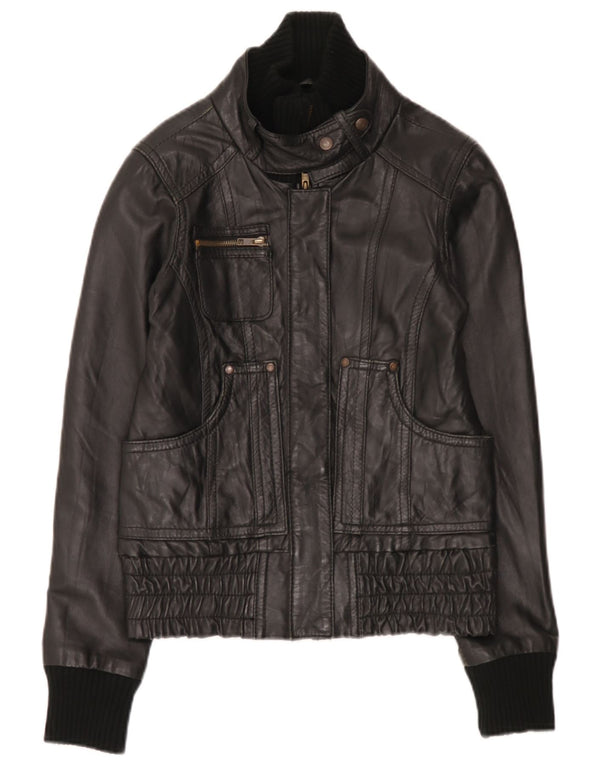 Object Chaqueta de cuero para mujer UK 10 Small Black Leather