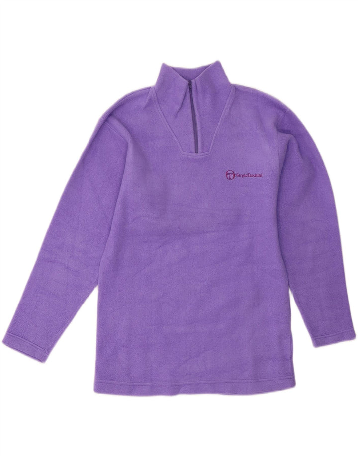 Sergio Tacchini Jersey de forro polar con cuello y cremallera para mujer UK 44 Poliéster morado mediano