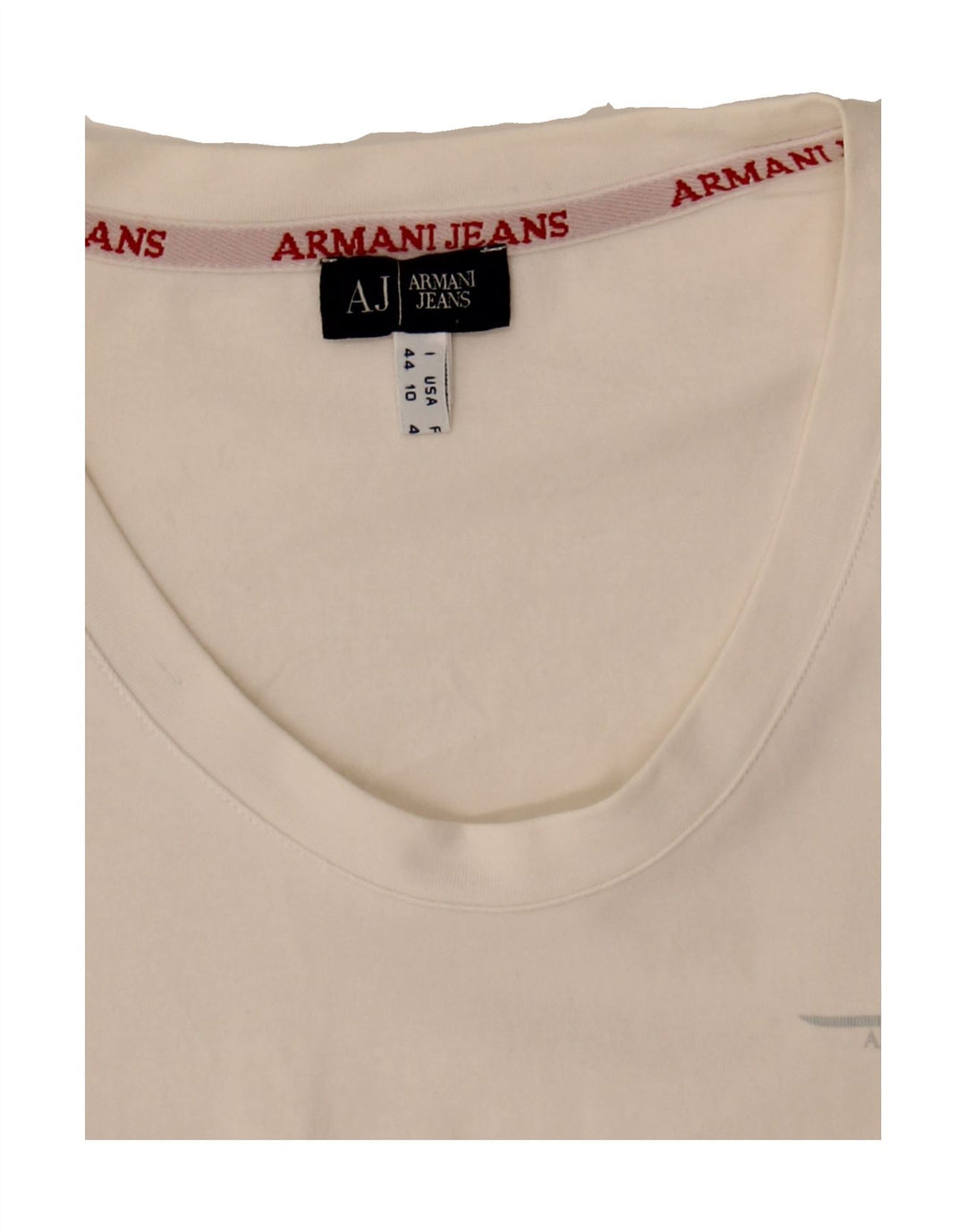 ARMANI JEANS Womens T-Shirt Top IT 44 Medium White Vintage Armani Jeans and Second-Hand Armani Jeans from Messina Hembry 