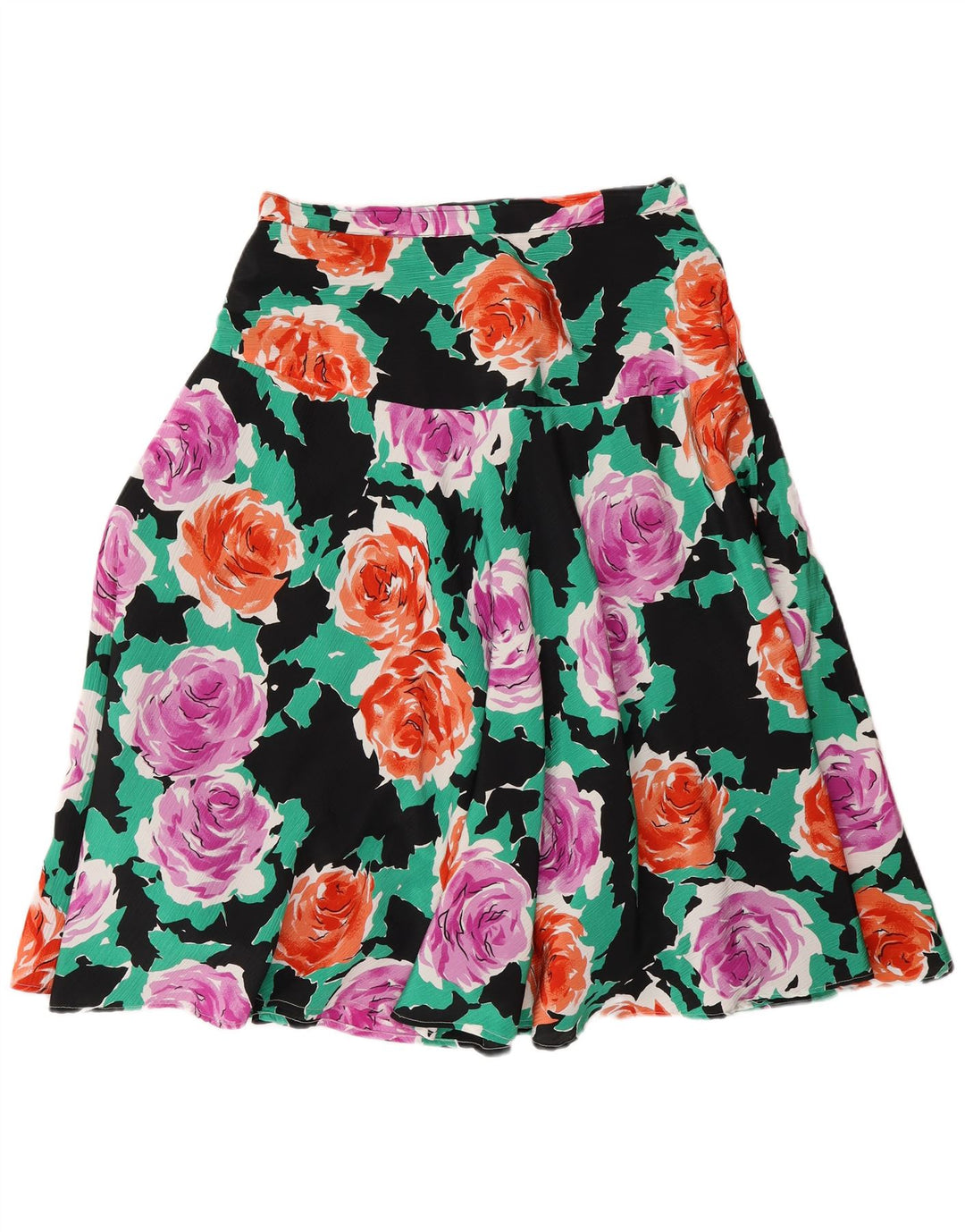 Vintage mujer falda acampanada W28 medio multicolor floral