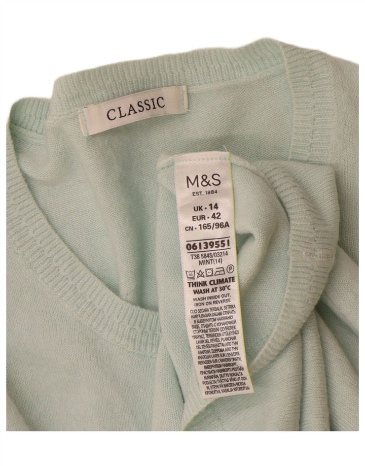 Marks & Spencer Suéter tipo cárdigan clásico para mujer UK 44 Medium Turquesa