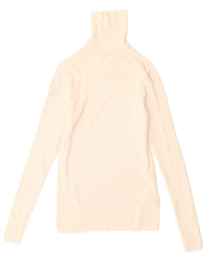 Marks & Spencer Suéter tipo jersey con cuello vuelto para mujer UK 10 Small White Viscosa