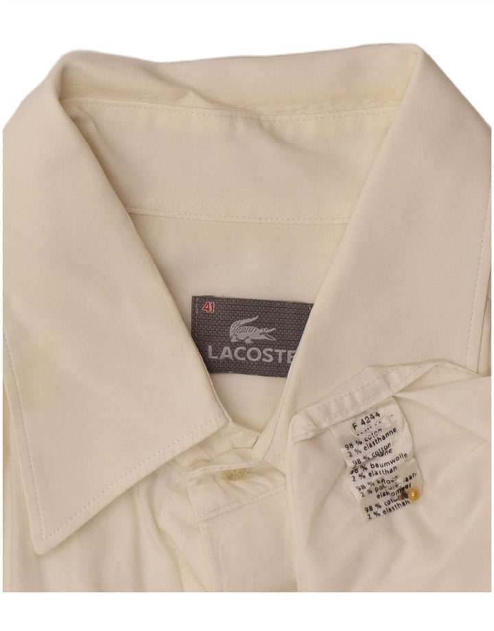 Camisa Lacoste Hombre Talla 41 Grande Algodón Blanco Roto