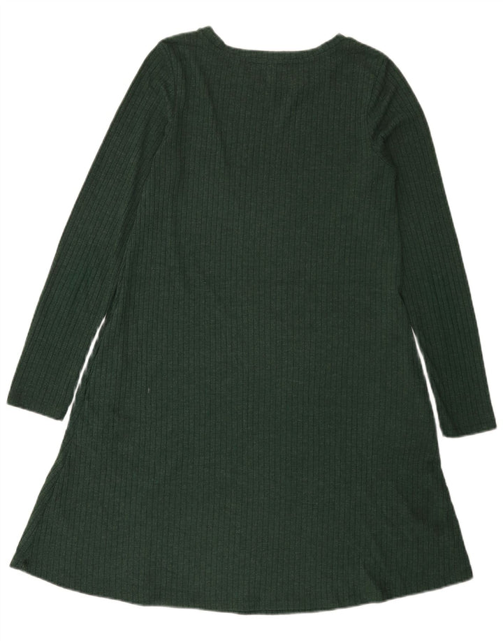 Marks & Spencer Vestido tipo jersey de manga larga para mujer UK 8 Pequeño Poliéster verde