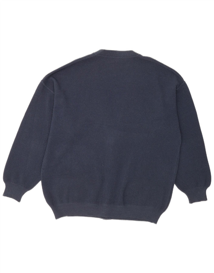 Il Granchio Cárdigan para hombre de lana azul marino grande