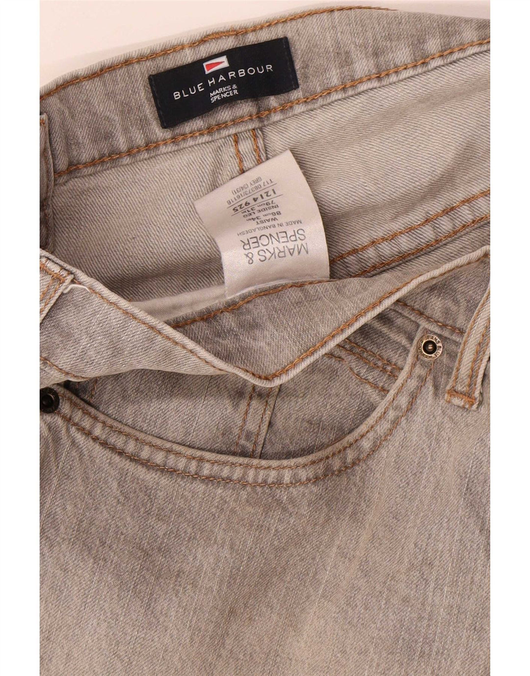 Marks & Spencer Vaqueros rectos azules Harbor para hombre W34 L31 Algodón gris