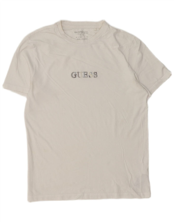 Guess Hombre Slim Fit Graphic Camiseta Top Algodón Blanco Mediano