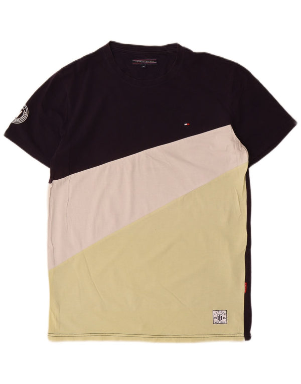 Tommy Hilfiger Camiseta gráfica para hombre Top Medium Azul marino Colorblock Algodón