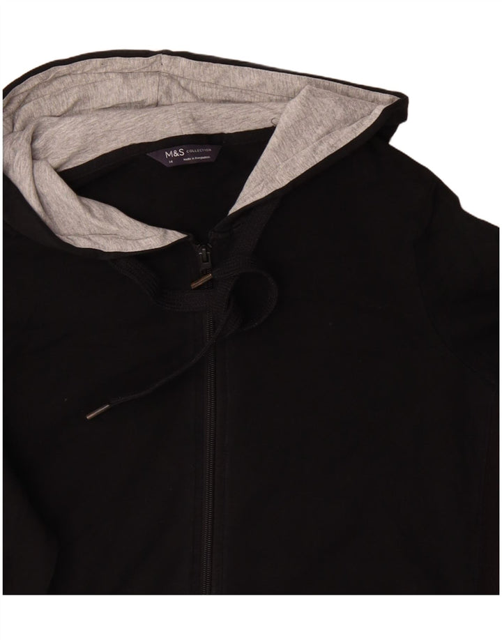 MARKS & SPENCER Suéter con capucha y cremallera para mujer Reino Unido 44 Grande Algodón negro