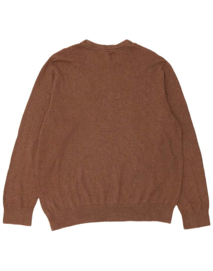 Eddie Bauer - Jersey de cuello redondo para hombre, talla grande, algodón marrón