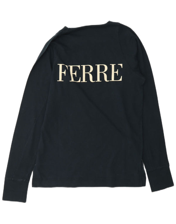 Gianfranco Ferre Mens Graphic Top Long Sleeve IT 50 Medium Navy Blue