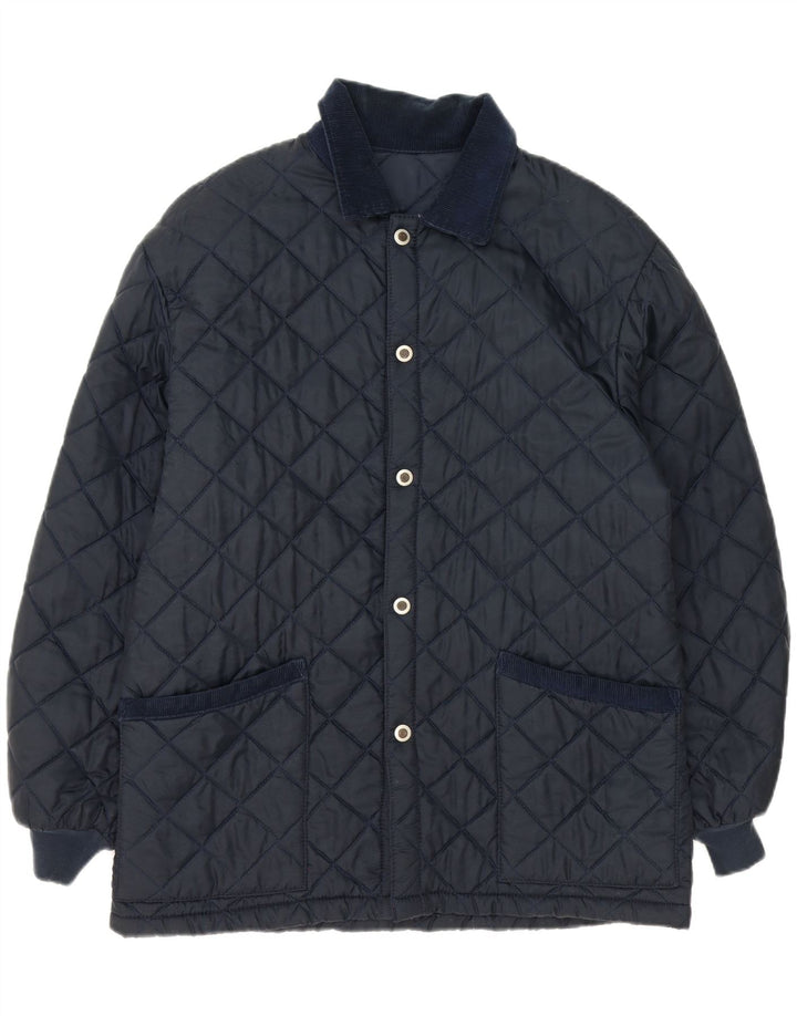 VINTAGE Mens Quilted Jacket UK 40 Large Navy Blue Vintage Vintage and Second-Hand Vintage from Messina Hembry 