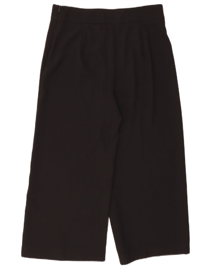 ZARA Mujer Pantalones Cropped De Cintura Alta Y Pierna Ancha XL W36 L25 Negro