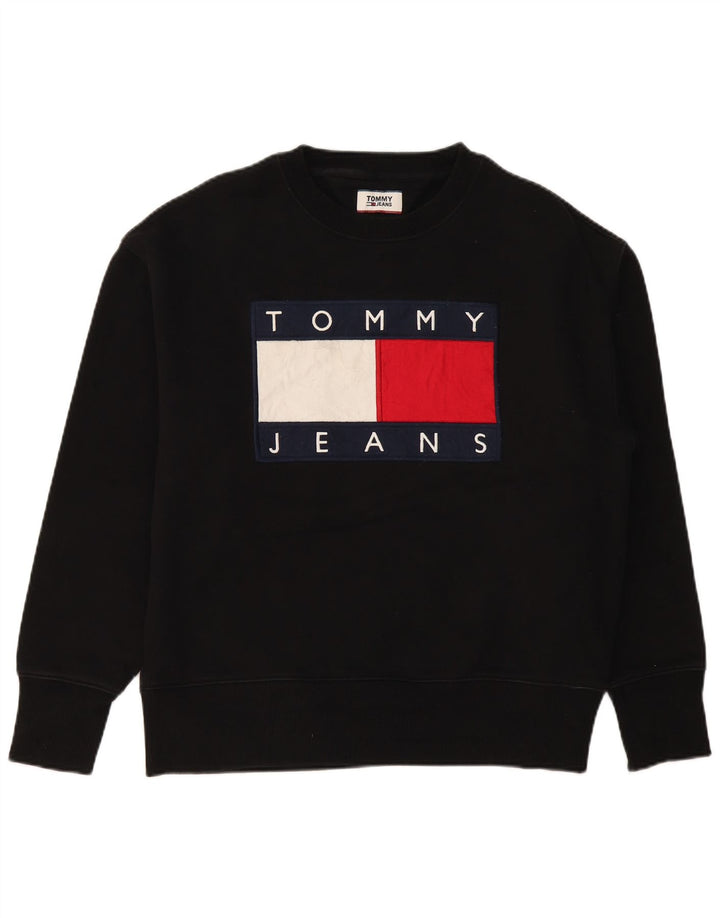 TOMMY HILFIGER Sudadera gráfica para hombre Jumper Large Black Cotton