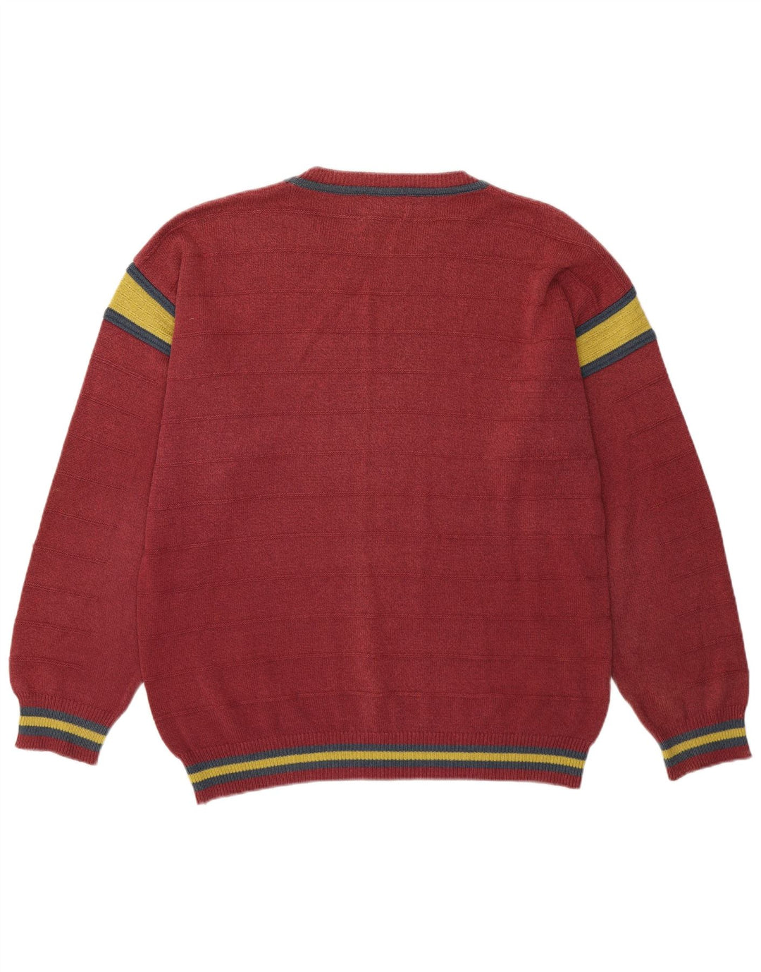Vintage hombres cuello redondo jersey suéter grande rosa colorblock