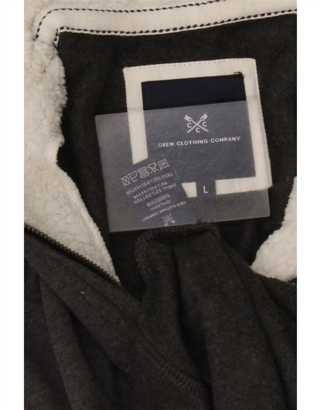 CREW CLOTHING Sudadera con cuello y cremallera para hombre Jersey grande de algodón gris